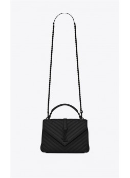 COLLEGE MEDIUM CHAIN BAG IN QUILTED LEATHER Black-Black High